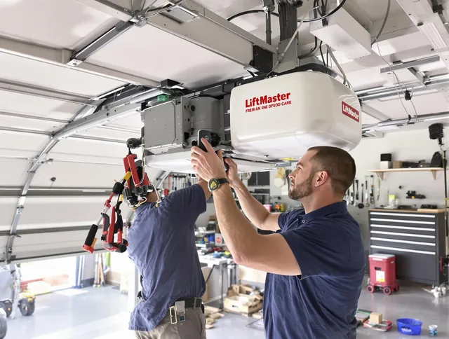 Indian Trail Garage Door Repair technician performing advanced diagnostics on garage opener in Indian Trail
