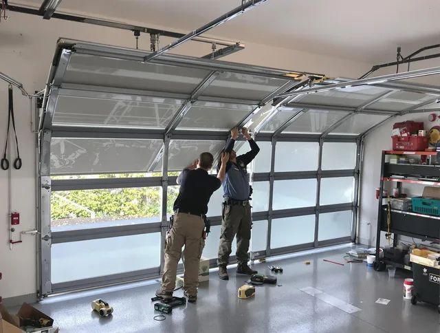 Indian Trail Garage Door Repair expert performing precise panel replacement on Indian Trail garage door